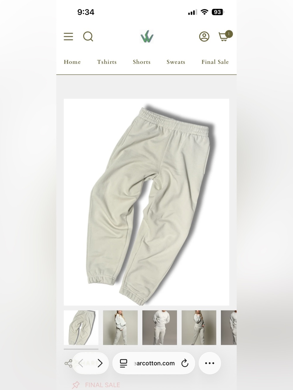 Just Wear Cotton “too short” organic cotton sweatpants